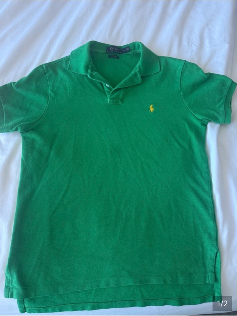Ralph Lauren Green Polo with Navy Logo Tag